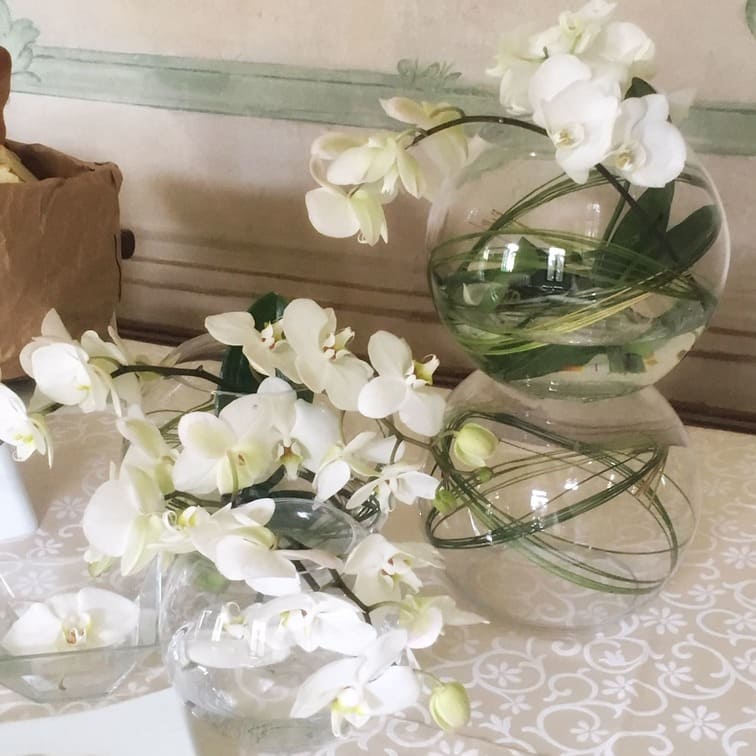 addobbi floreali del matrimonio con orchidee bianche