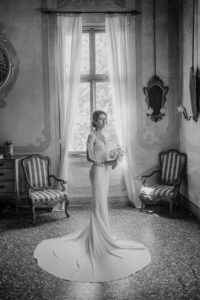 Destination Wedding Maison Mariage Italian  Persian Elegant bride black and white