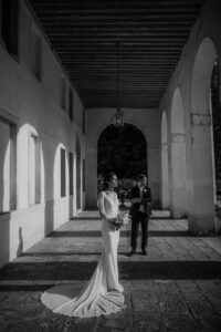 Destination Wedding Maison Mariage Italian  Persian Elegant bride groom Villa ca marcello black and white