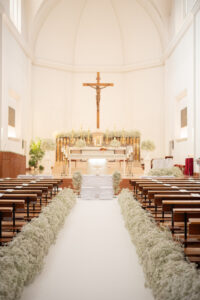 Italian Wedding elegant detail church flowers