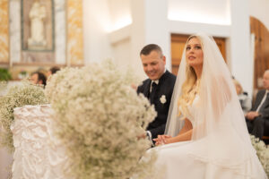 Italian Wedding elegant detail church flowers couples