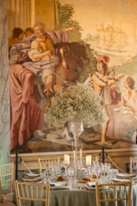 Italian Wedding elegant detail Villa Selvatico tablescape flowers painting