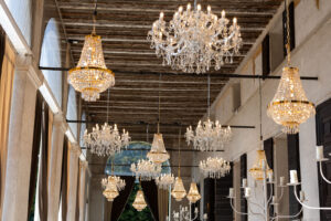 Italian Wedding Villa Foscarini elegant detail chandelier