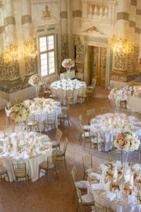 Italian Wedding at Villa Foscarini Rossi elegant detail setup tables flowers