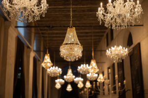 Italian Wedding Villa Foscarini elegant chandelier