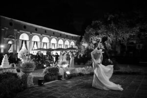 Italian Wedding Villa Foscarini elegant couple black and white