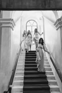 Italian Wedding Villa Selvatico elegant bridesmaid black and white