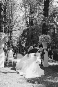 Italian Wedding Villa Selvatico elegant couple black and white kiss