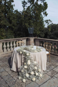 Italian Wedding Villa Selvatico elegant setup flowers table