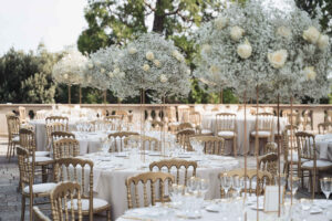 Italian Wedding Villa Selvatico elegant setup flowers table