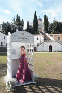 Italian Wedding Villa Selvatico elegant detail telephnoe cabin