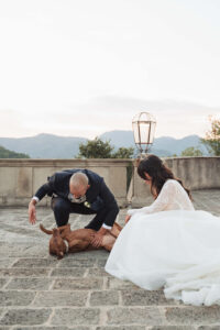 Italian Wedding Villa Selvatico elegant couple dog