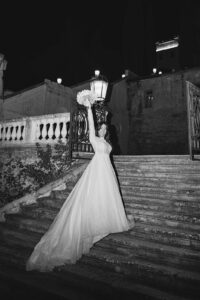 Italian Wedding Villa Selvatico elegant bride black and white