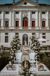 Destination Wedding Maison Mariage Italian  Persian Elegant ca marcello cerimony flower arch