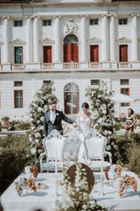 Destination Wedding Maison Mariage Italian  Persian Elegant ca marcello cerimony flower arch